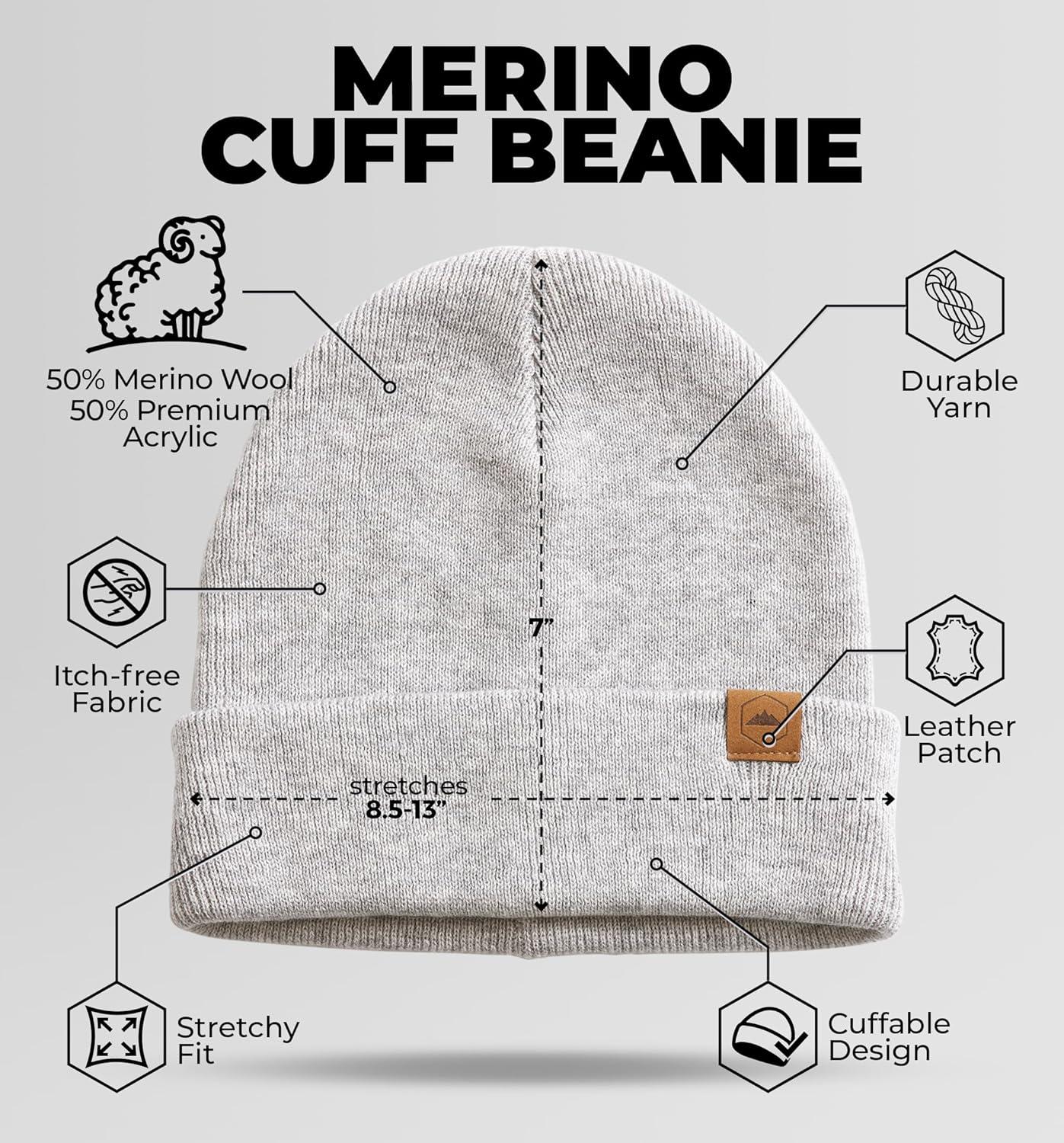 imageWinter Beanie Knit Hat for Men ampamp Women  Merino Wool Ribbed Cap  Warm ampamp Soft Stylish Toboggan Skull Caps for Cold WeatherBasic  Light Gray