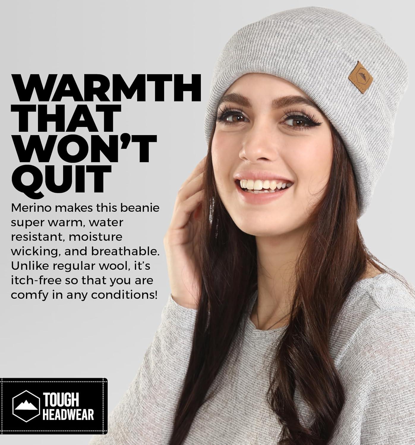 imageWinter Beanie Knit Hat for Men ampamp Women  Merino Wool Ribbed Cap  Warm ampamp Soft Stylish Toboggan Skull Caps for Cold WeatherBasic  Light Gray