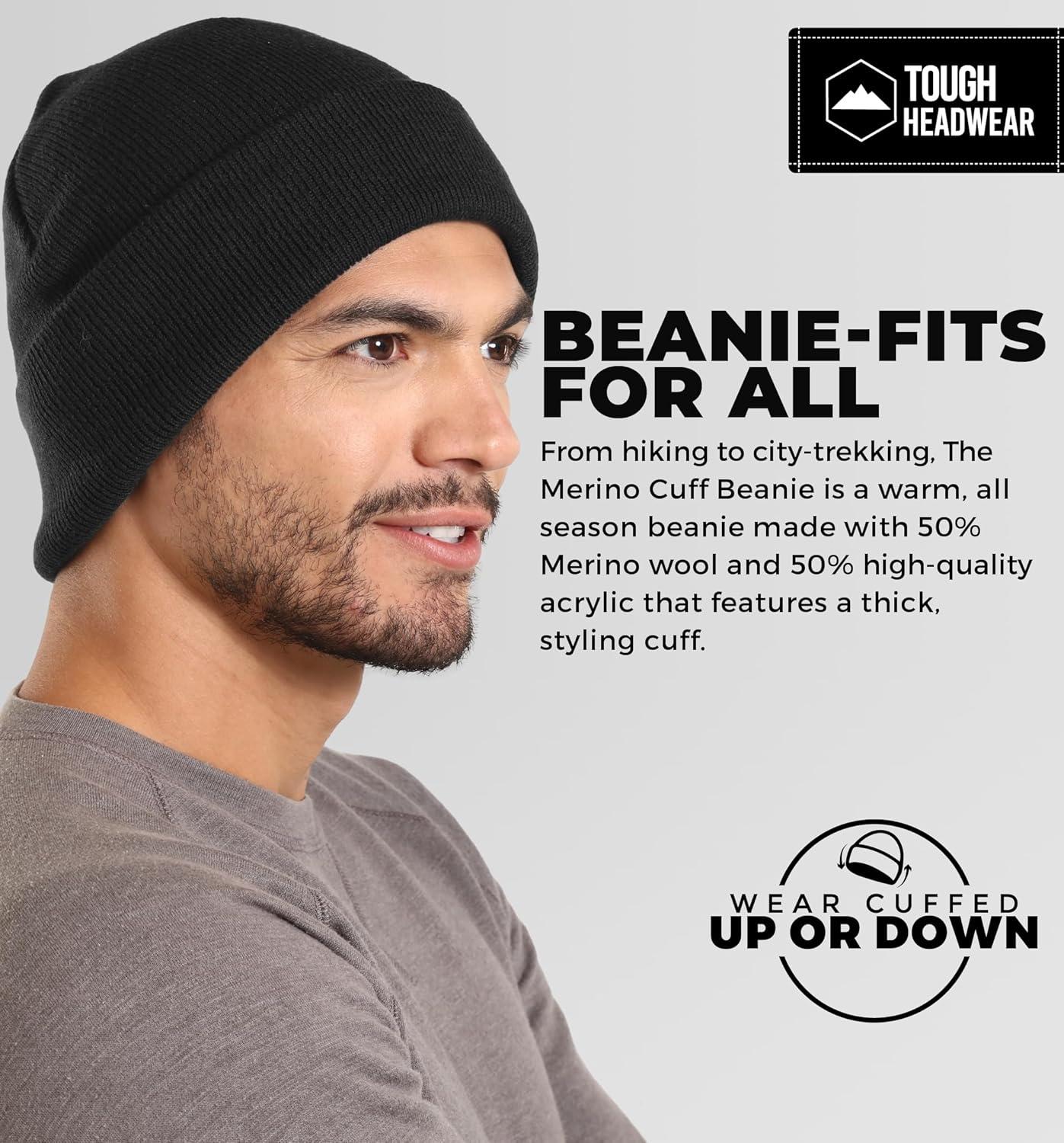 imageWinter Beanie Knit Hat for Men ampamp Women  Merino Wool Ribbed Cap  Warm ampamp Soft Stylish Toboggan Skull Caps for Cold WeatherBlack