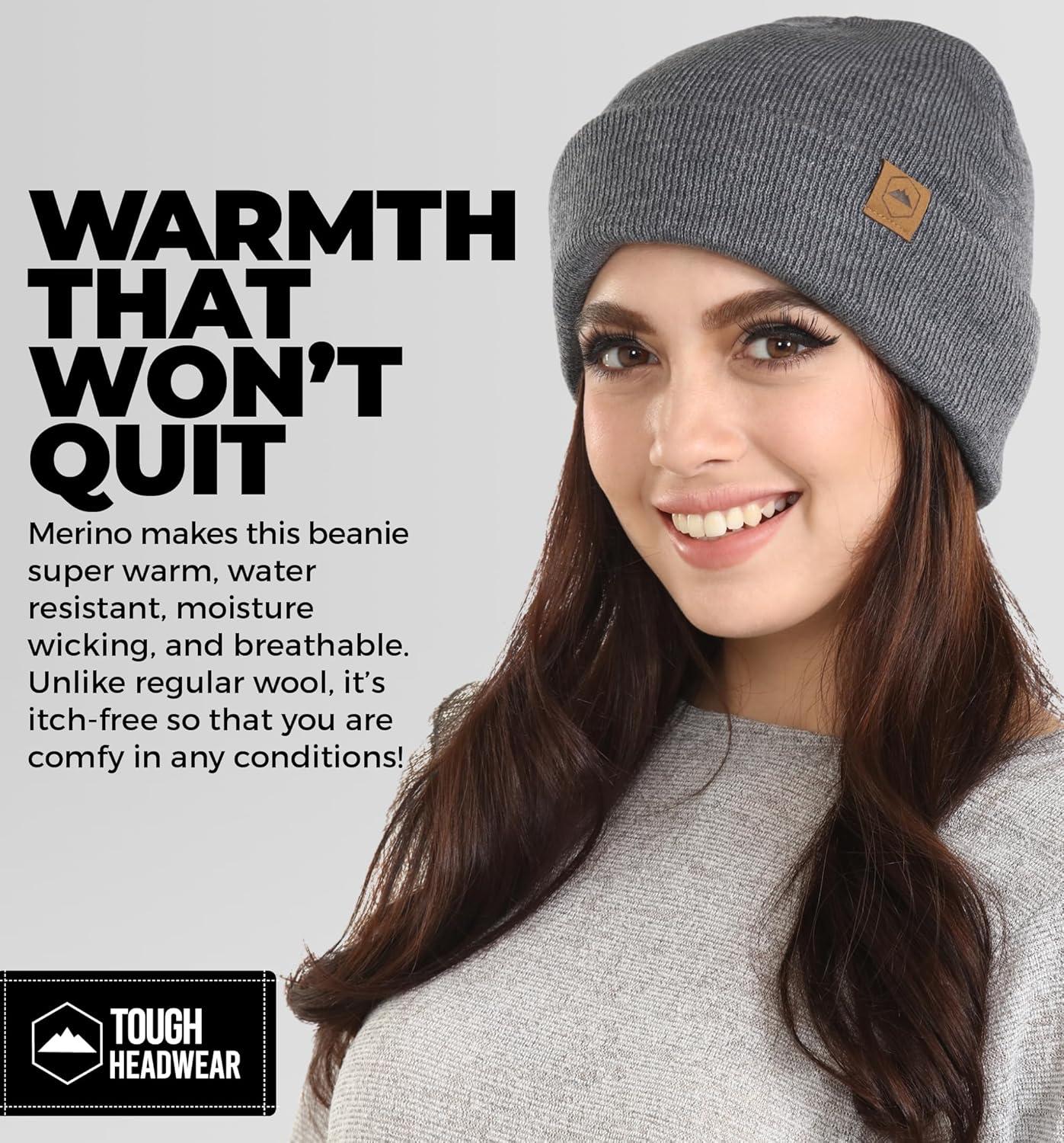 imageWinter Beanie Knit Hat for Men ampamp Women  Merino Wool Ribbed Cap  Warm ampamp Soft Stylish Toboggan Skull Caps for Cold WeatherRibbed  Gray