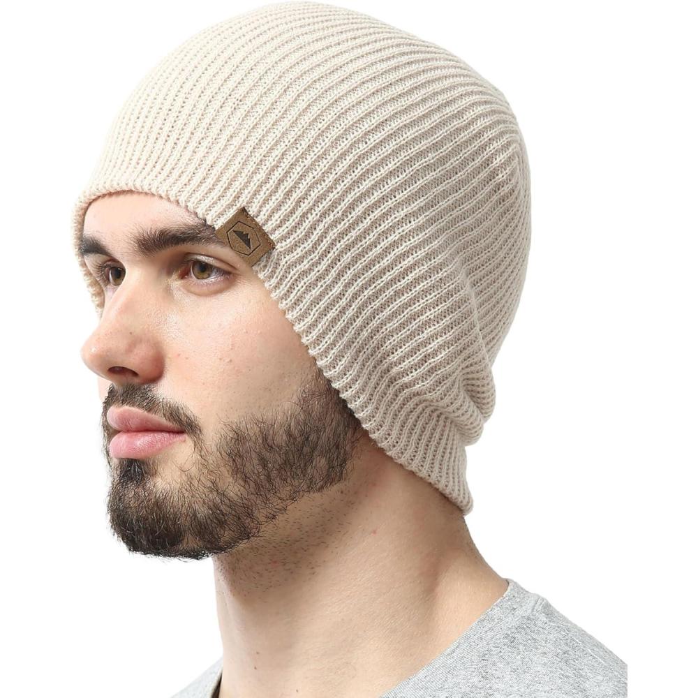 imageBeanie for Men  Warm Winter Hats for Men Knit Hat for Cold Weather Soft Ribbed Beanie Cap ampamp Lightweight Toboggan HatsBeige