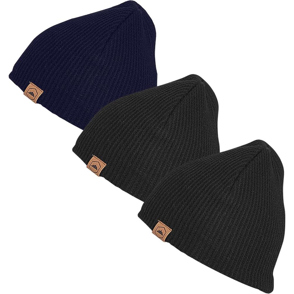 imageBeanie for Men  Warm Winter Hats for Men Knit Hat for Cold Weather Soft Ribbed Beanie Cap ampamp Lightweight Toboggan HatsBlack  Black  Navy Blue