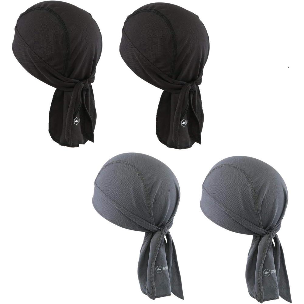 imageCooling Helmet Liners  Do Rag Skull Caps for Men  Cooling Head Wraps Hard Hat Liner  Motorcycle Pirate Bandana2 Black  2 Gray