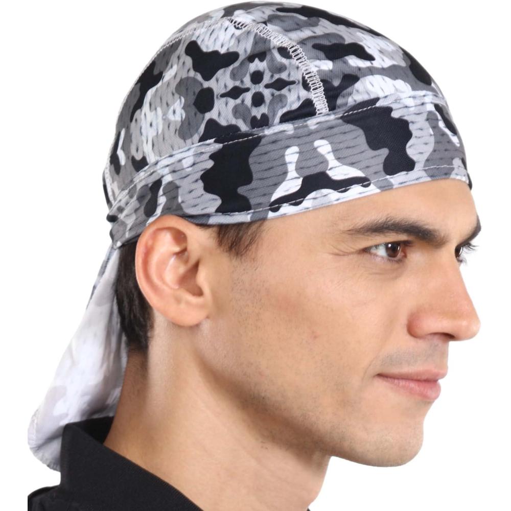 imageCooling Helmet Liners  Do Rag Skull Caps for Men  Cooling Head Wraps Hard Hat Liner  Motorcycle Pirate BandanaArctic Camo