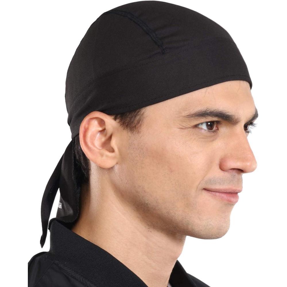 imageCooling Helmet Liners  Do Rag Skull Caps for Men  Cooling Head Wraps Hard Hat Liner  Motorcycle Pirate BandanaBlack