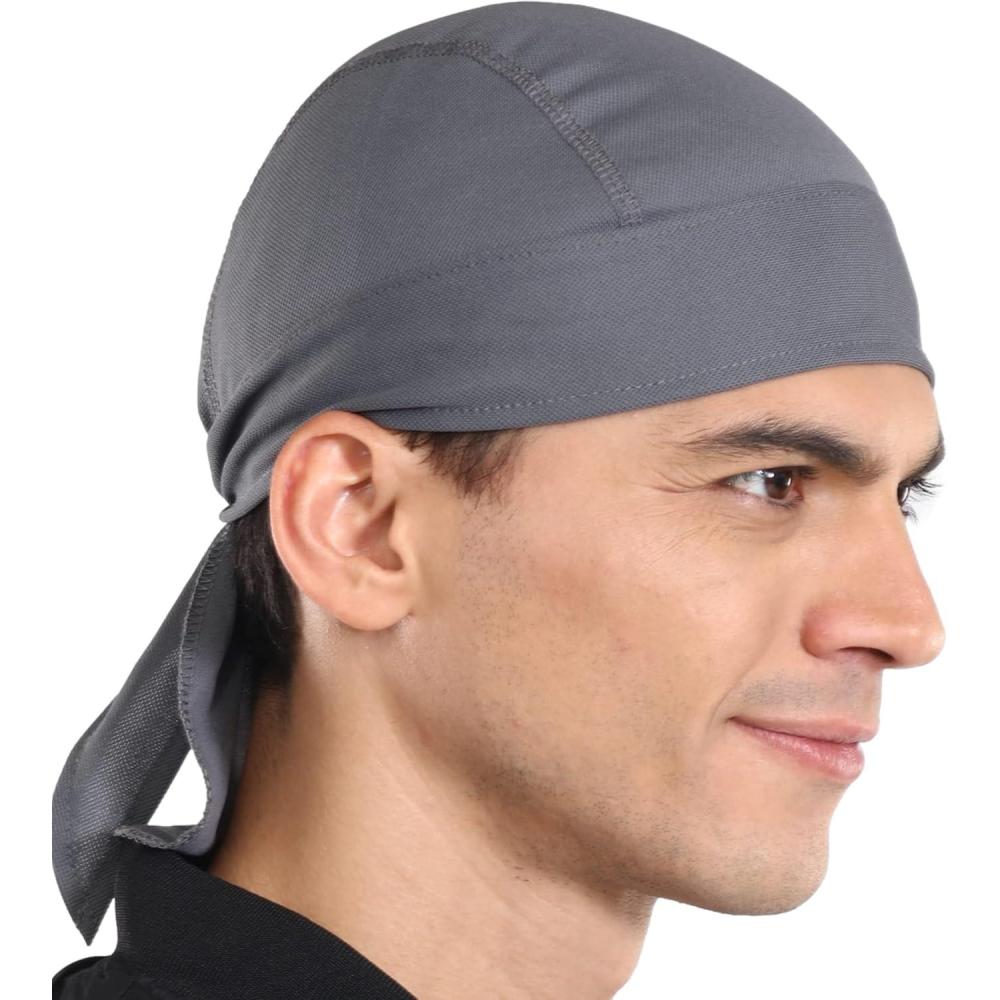 imageCooling Helmet Liners  Do Rag Skull Caps for Men  Cooling Head Wraps Hard Hat Liner  Motorcycle Pirate BandanaDark Gray