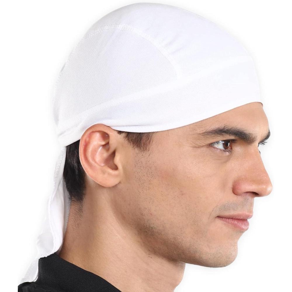 imageCooling Helmet Liners  Do Rag Skull Caps for Men  Cooling Head Wraps Hard Hat Liner  Motorcycle Pirate BandanaWhite