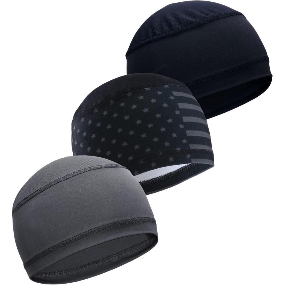 imageCooling Skull Cap for Men  Hard Hat Liner Cycling Cap Head Caps for Men Helmet Liner for MotorcycleBlack  Us Flag Grey  Dark Grey