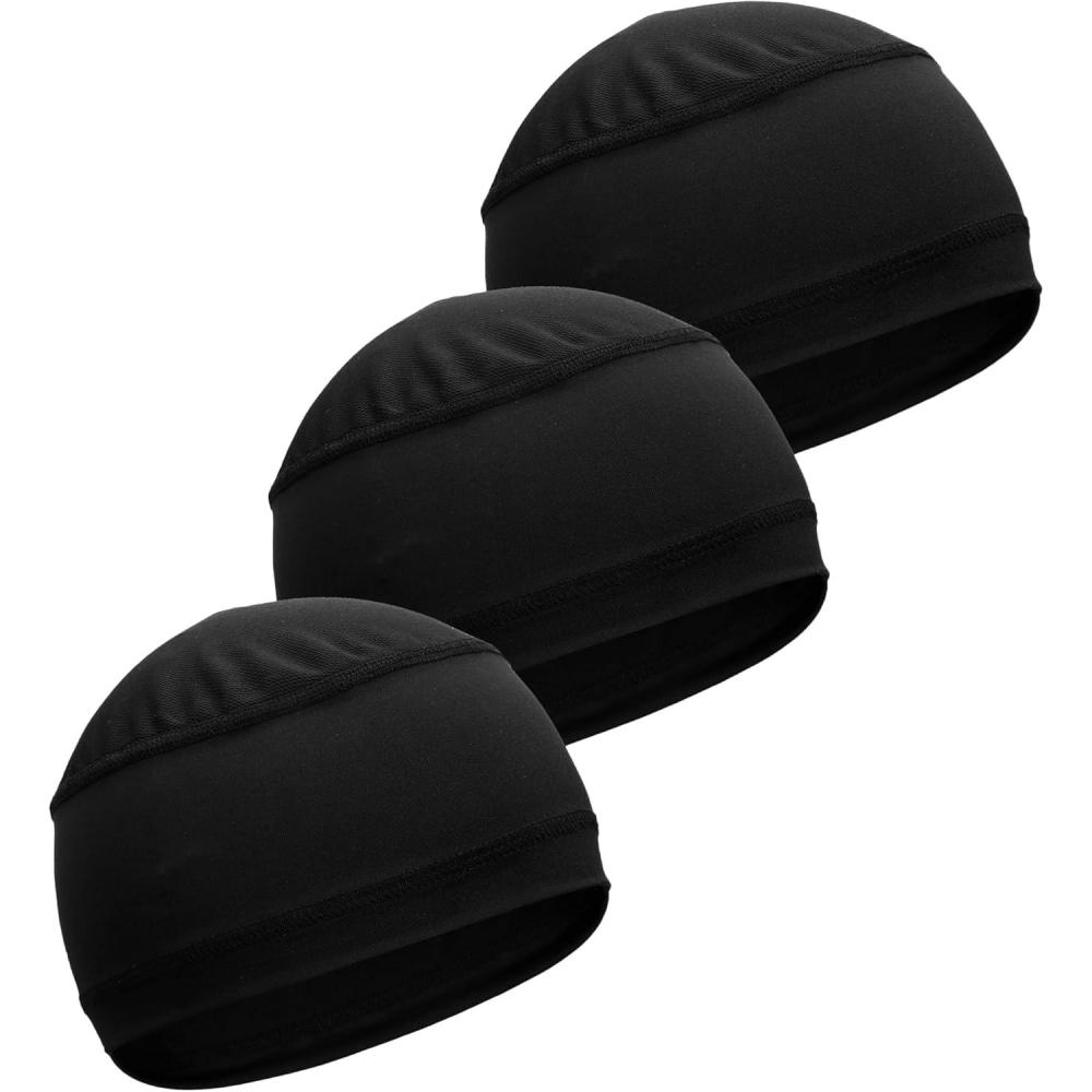 imageCooling Skull Cap for Men  Hard Hat Liner Cycling Cap Head Caps for Men Helmet Liner for MotorcycleBlack 3 Pack