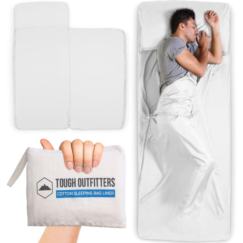 imageSleeping Bag Liner  Adult Sleep Sack ampamp Travel Sheets for Hotel  Travel Sleep Sack Camping Sleeping Bag Liners for Cold Weather100 Cotton with Zipper