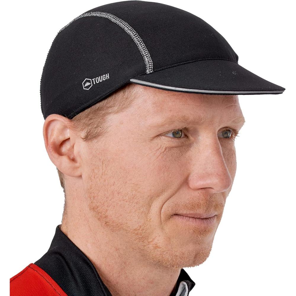 imageTough Headwear Cycling Cap  Cycling Hat  Helmet Liner  Helmet Brim  Bike Cap  Bike Hat  Brim for Bike HelmetBlack