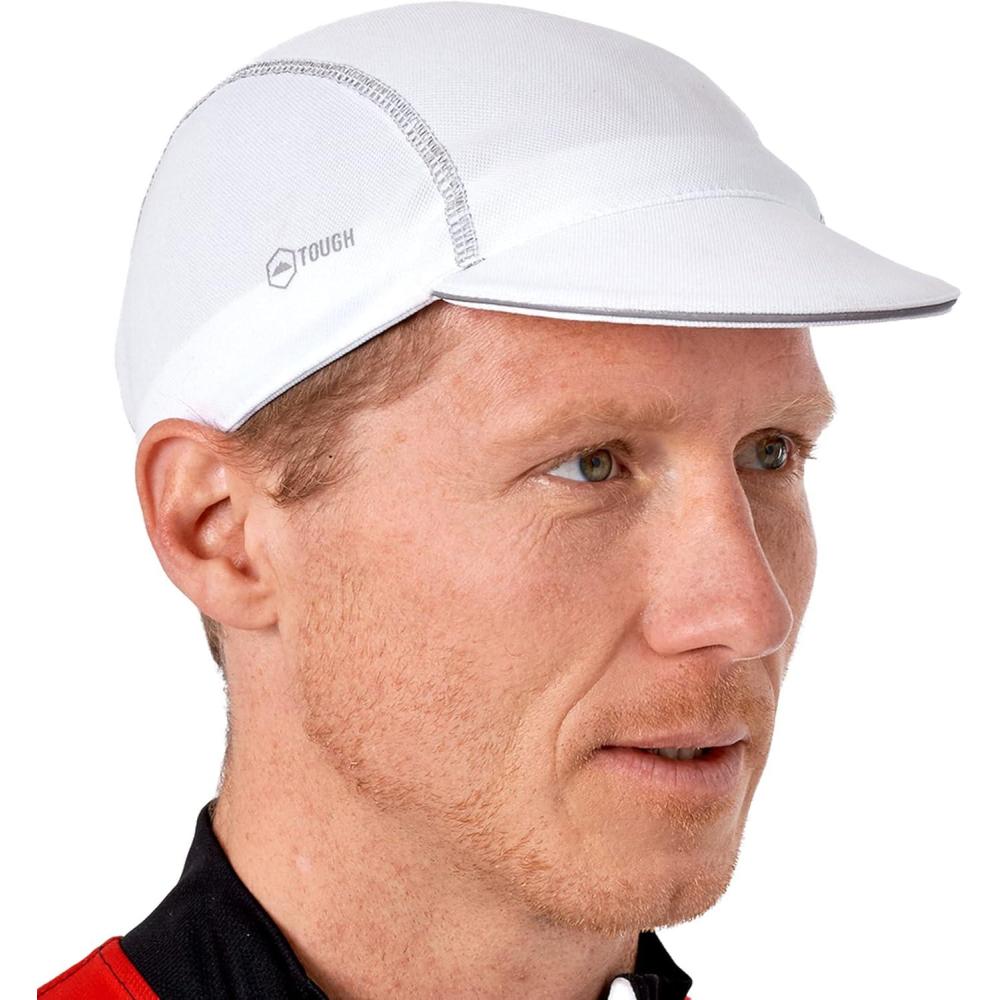 imageTough Headwear Cycling Cap  Cycling Hat  Helmet Liner  Helmet Brim  Bike Cap  Bike Hat  Brim for Bike HelmetWhite
