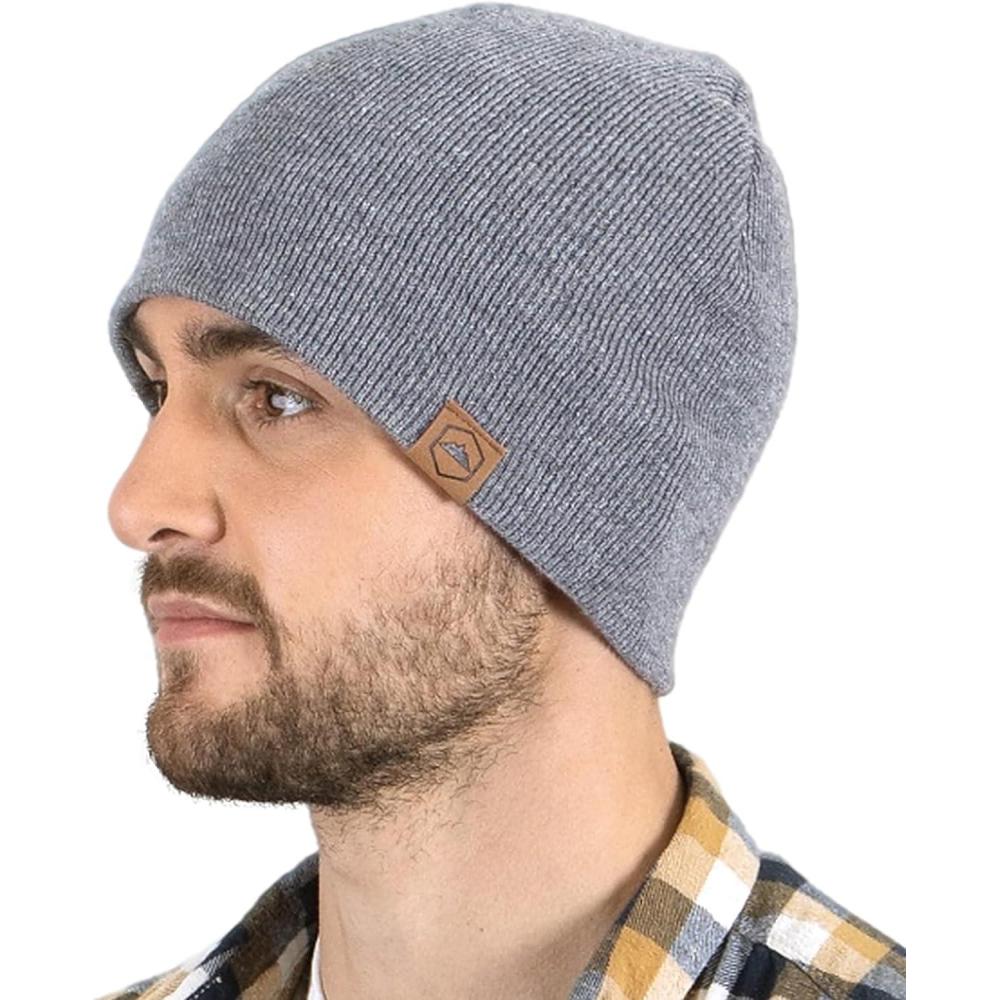 imageTough Headwear Daily Knit Beanie  Beanies Hats for Men  Winter Hats for Men ampamp Women  Warm Knitted Hats for Cold WeatherLight Gray