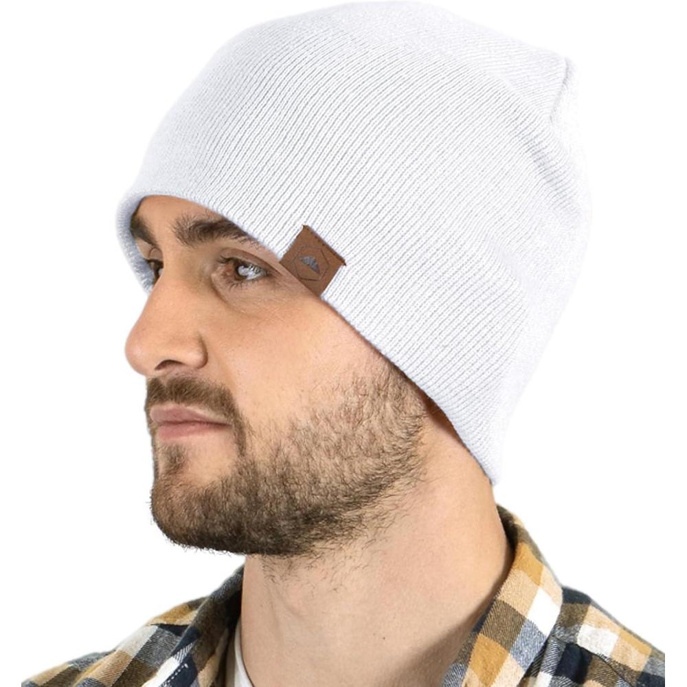 imageTough Headwear Daily Knit Beanie  Beanies Hats for Men  Winter Hats for Men ampamp Women  Warm Knitted Hats for Cold WeatherWhite