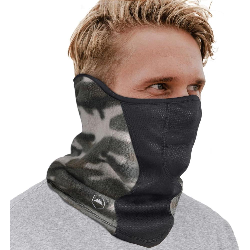 imageTough Headwear Half Ski Mask for Men ampamp Women Winter Face Mask for Cold Weather Half Balaclava Neck Gaiter Neck WarmerGreen Camouflage
