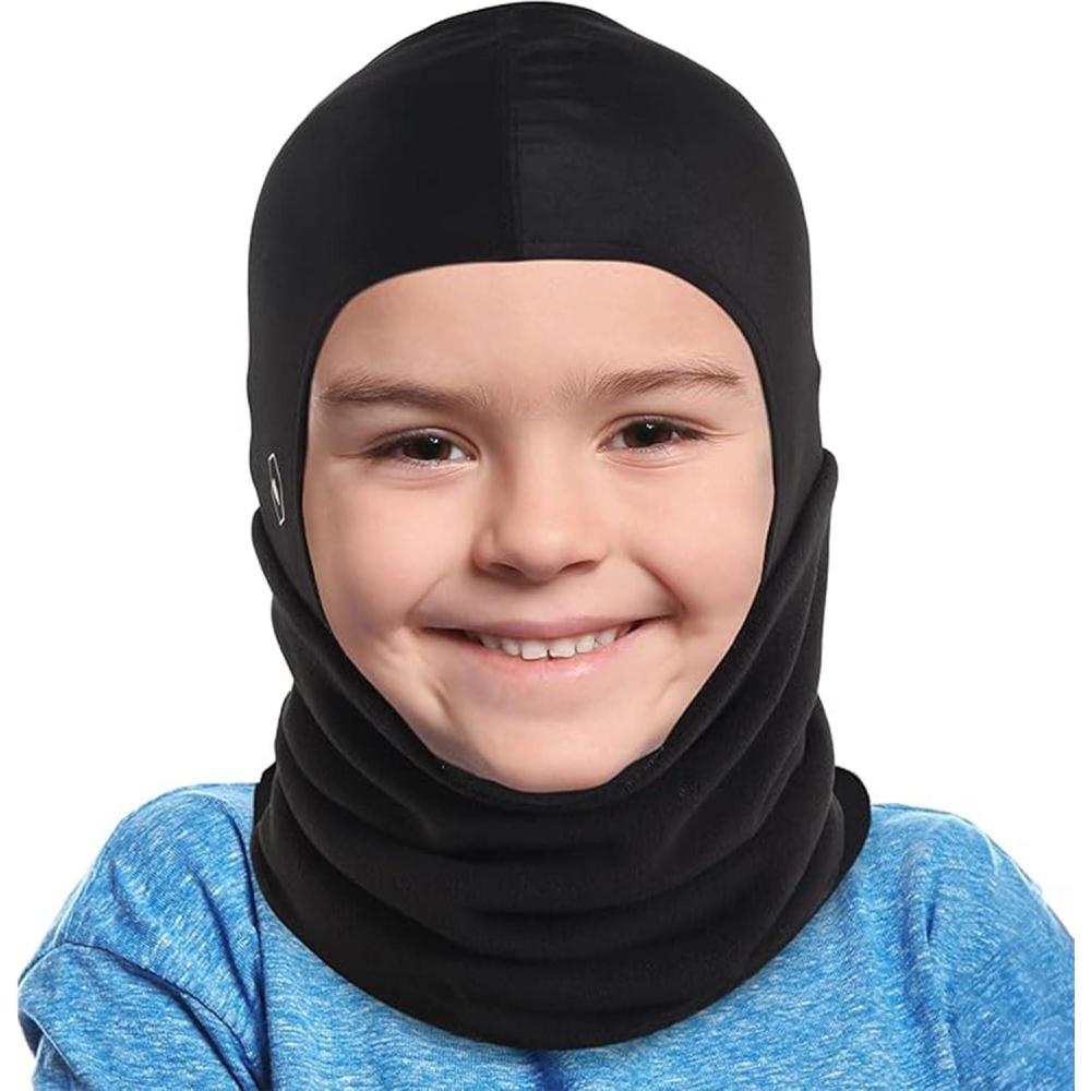 imageTough Headwear Kids Balaclava Ski Mask  Kids Ski Neck Gaiter ampamp Toddler Fleece Neck Warmer wHelmet Liner HoodBlack