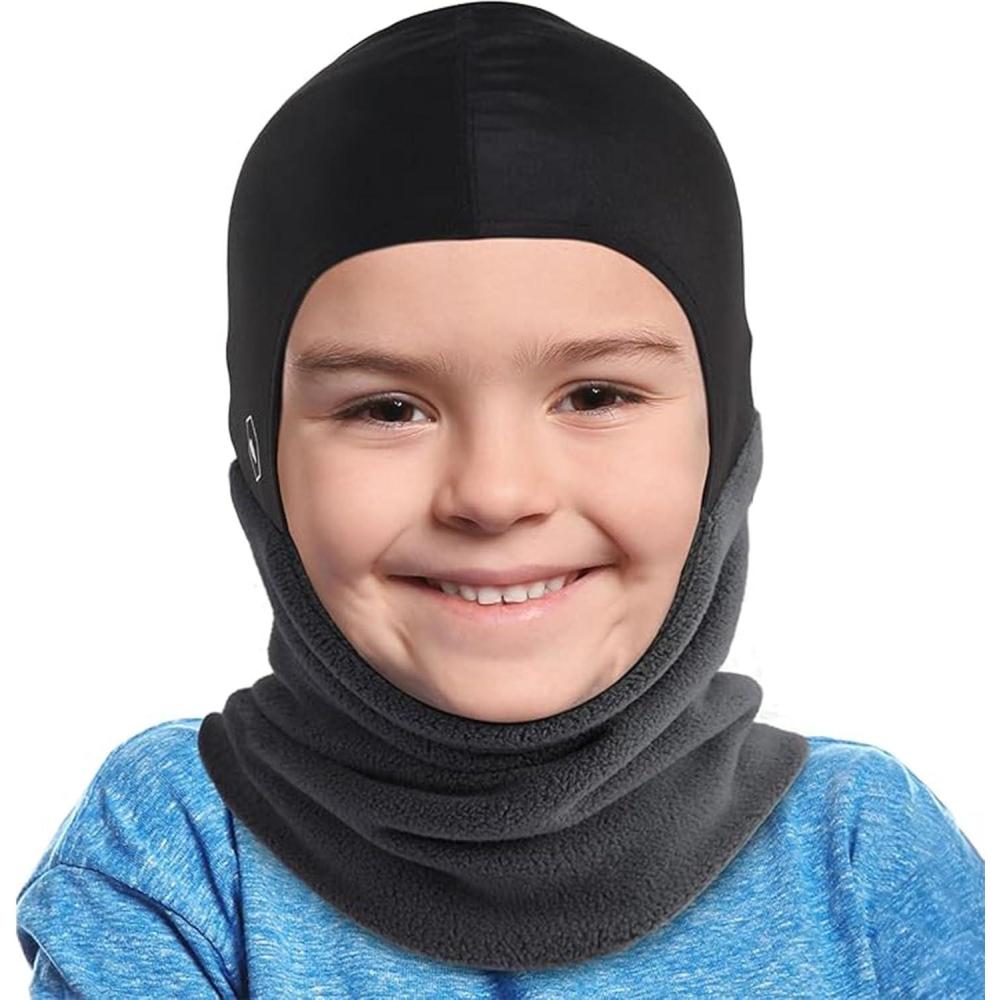 imageTough Headwear Kids Balaclava Ski Mask  Kids Ski Neck Gaiter ampamp Toddler Fleece Neck Warmer wHelmet Liner HoodGray