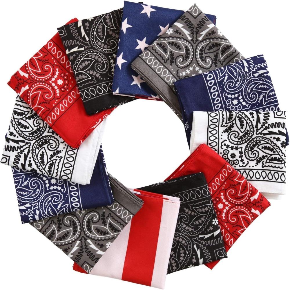 imageTough Headwear Large Bandana Headband  Handkerchief Bandanas for Men ampamp Women  Paisley Bandana Pack  Cowboy ScarfMulticolor