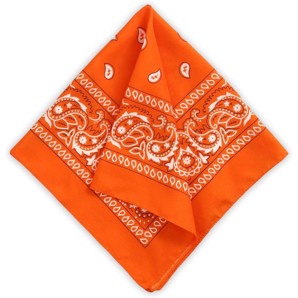 imageTough Headwear Large Bandana Headband  Handkerchief Bandanas for Men ampamp Women  Paisley Bandana Pack  Cowboy ScarfOrange