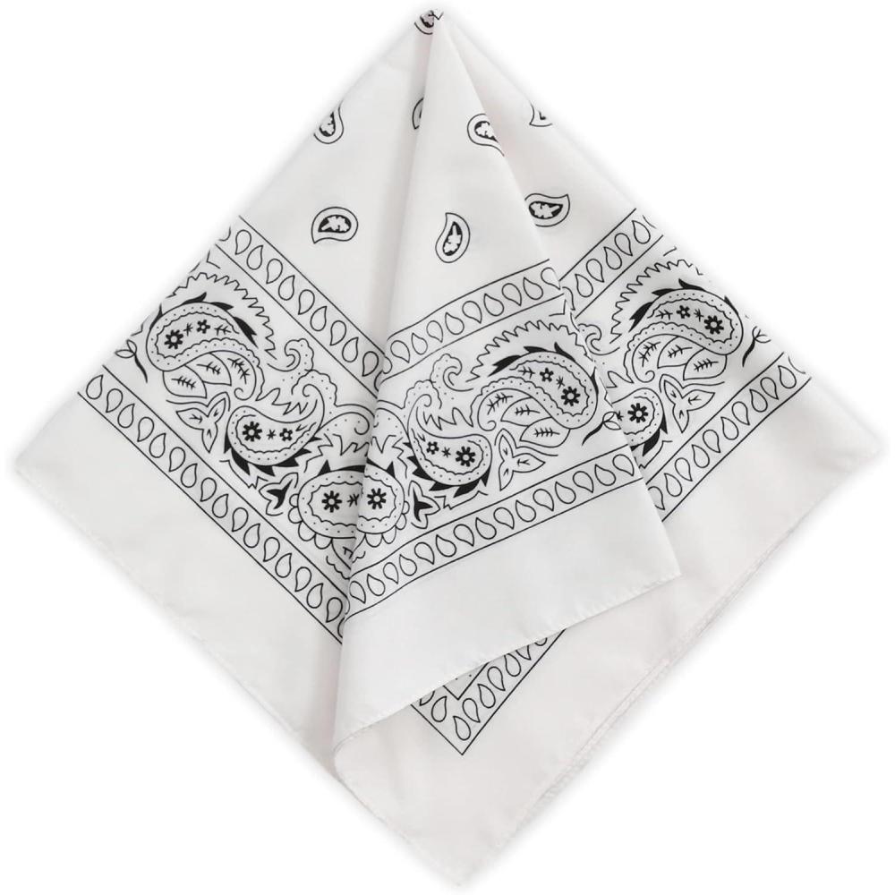 imageTough Headwear Large Bandana Headband  Handkerchief Bandanas for Men ampamp Women  Paisley Bandana Pack  Cowboy ScarfWhite