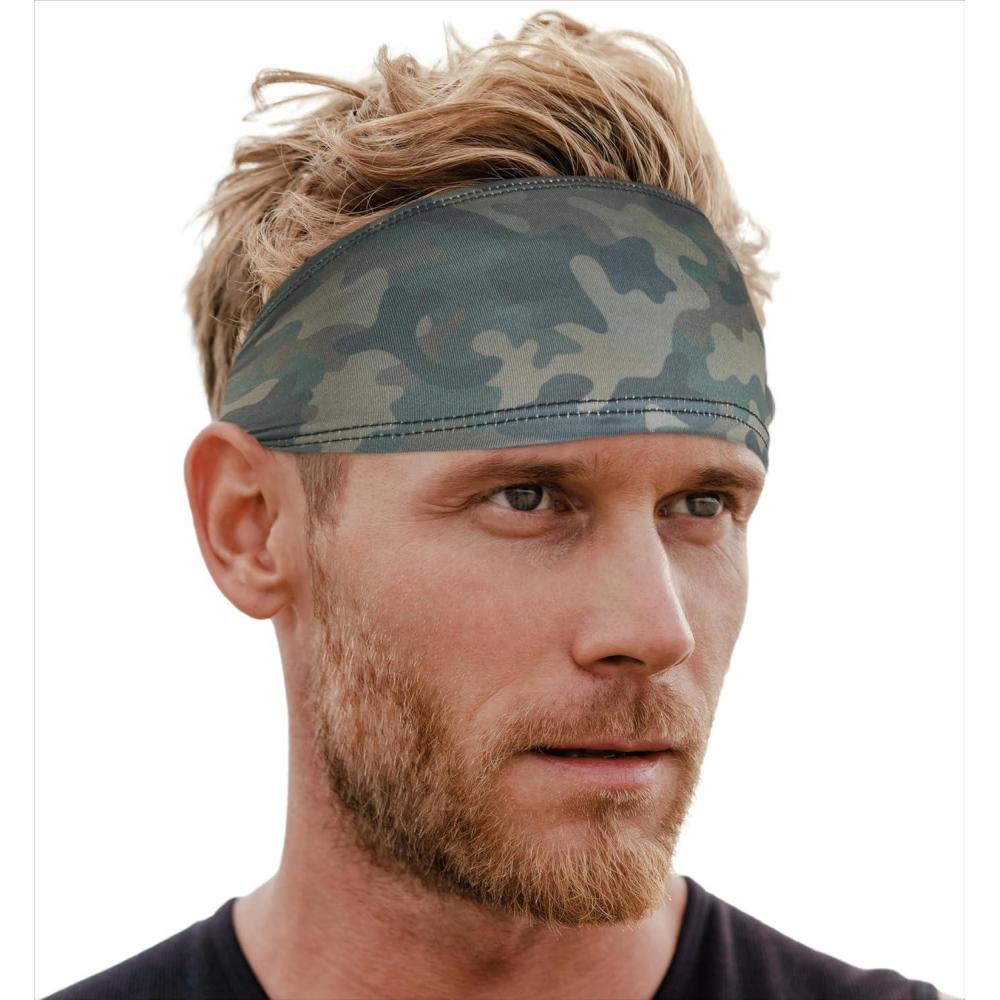 imageTough Headwear Mens Sweat Bands  Athletic Headbands Men Cycling Football Baseball Running Tennis Basketball  High Performance Headbands for MenWomen  One Size Fits Most  Military Camo