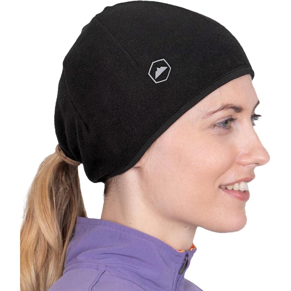 imageTough Headwear Skull Cap for Men  Beanie Hats  Skully Beanie Cap  Cooling Skull Caps for Men Locs Sweat Dreads RunningBlack Ponytail