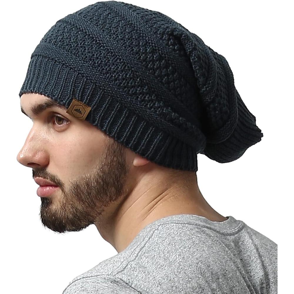 imageTough Headwear Slouchy Beanie Hats for Women Oversized Mens Beanie Hat Knitted Beanie Running Gear for MenWomens Fall HatDark Gray