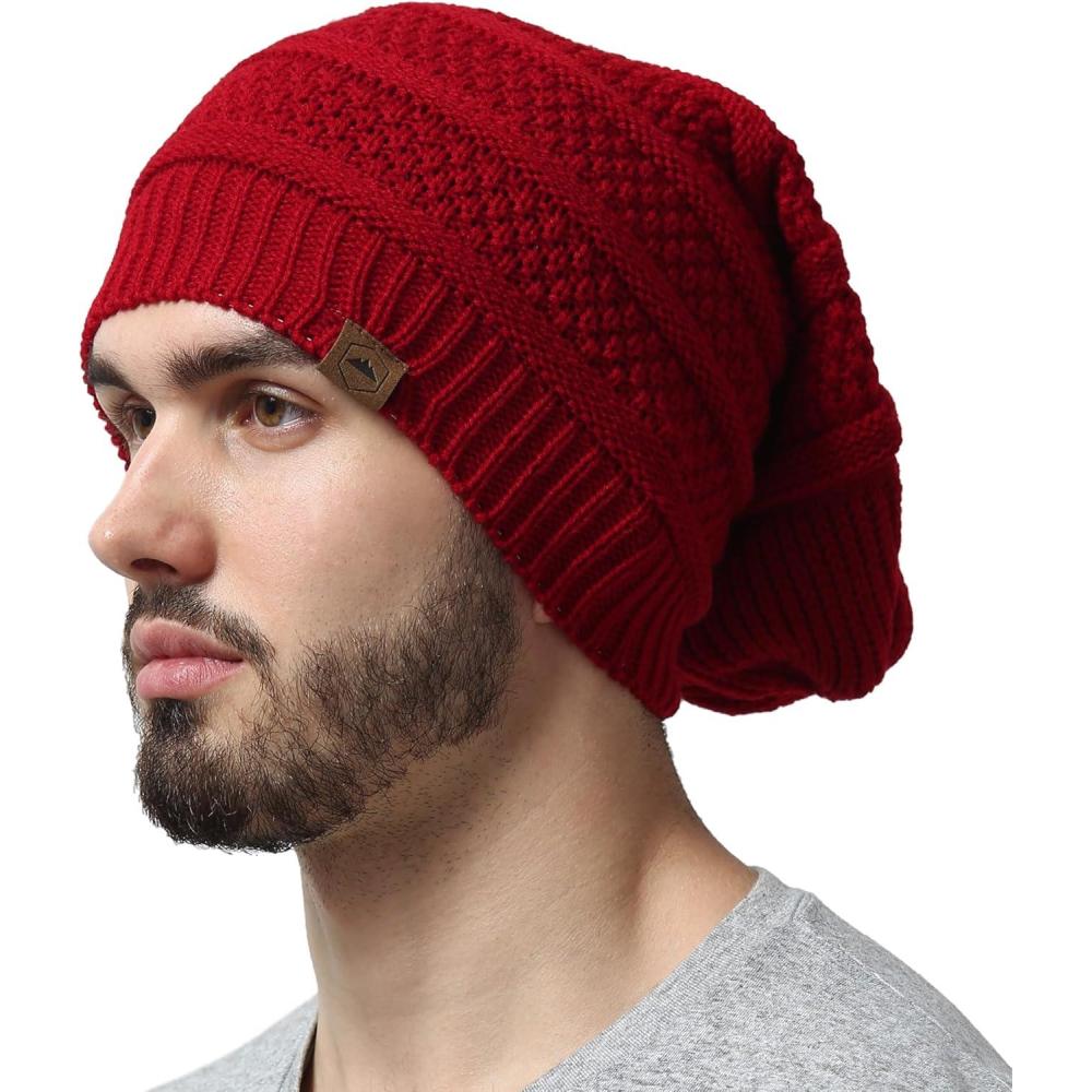 imageTough Headwear Slouchy Beanie Hats for Women Oversized Mens Beanie Hat Knitted Beanie Running Gear for MenWomens Fall HatMaroon
