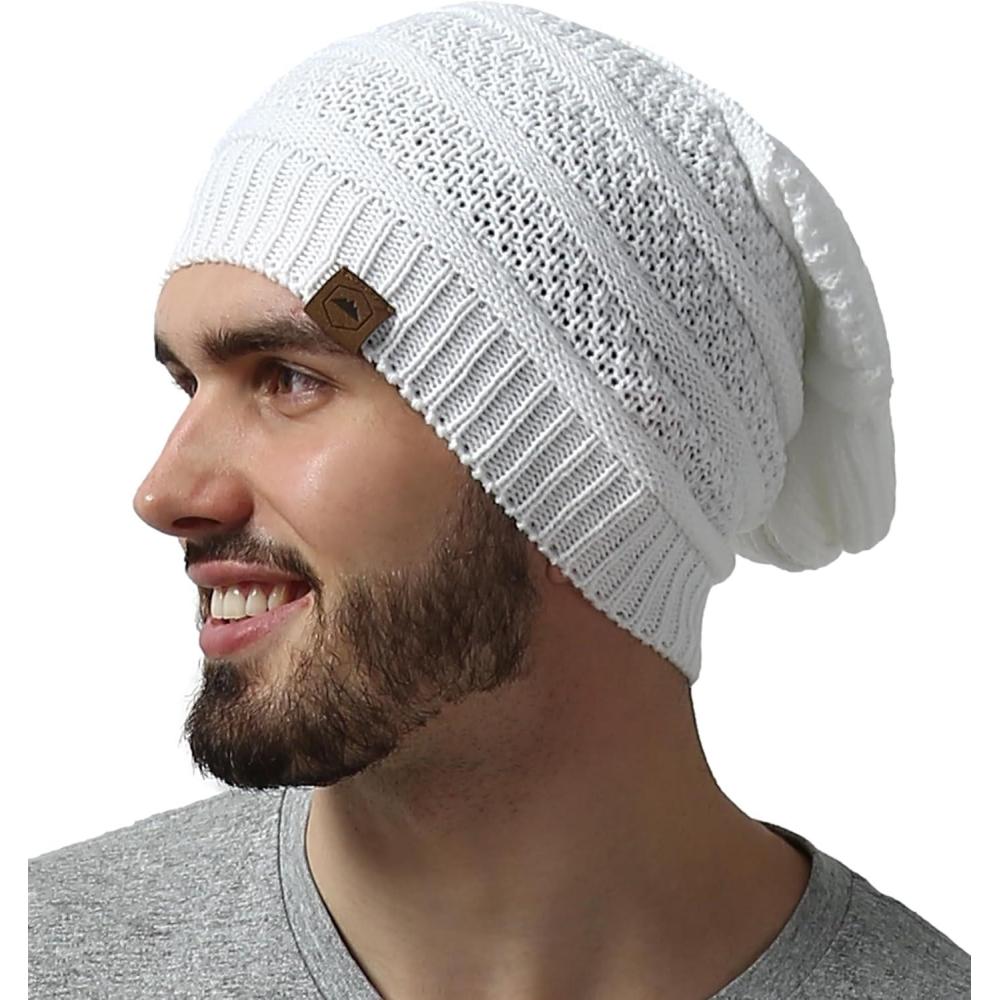 imageTough Headwear Slouchy Beanie Hats for Women Oversized Mens Beanie Hat Knitted Beanie Running Gear for MenWomens Fall HatWhite
