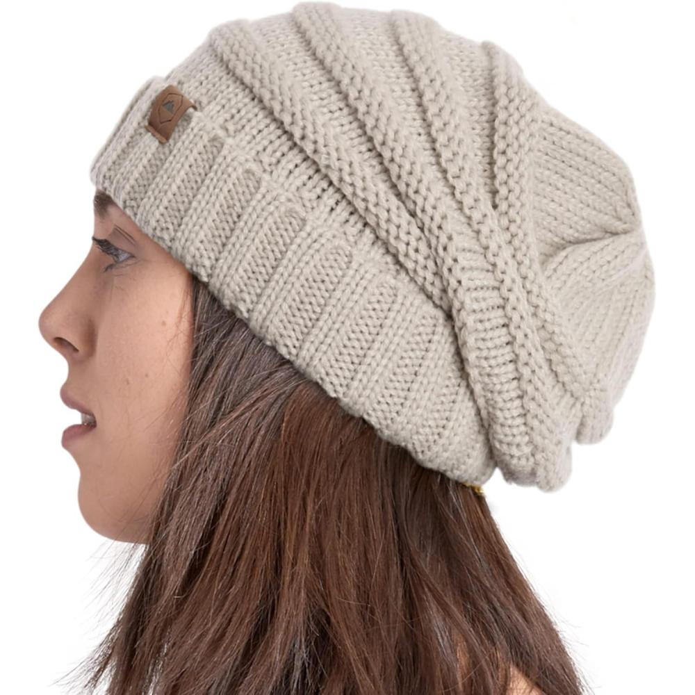 imageTough Headwear Slouchy Beanie Winter Hat for Women  Slouch Oversized Cable Knit Hats  Cold Weather Warm Chunky Knitted Cap
