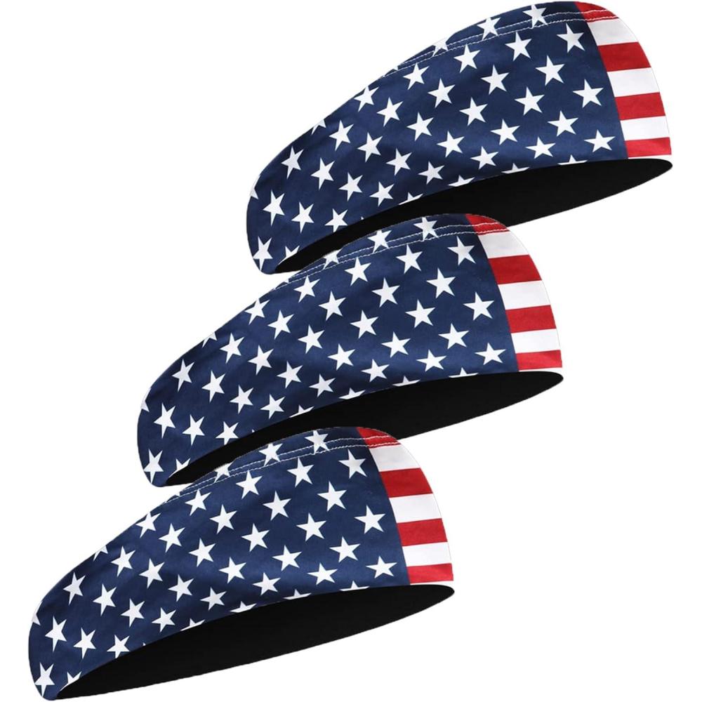 imageTough Headwear Sport Headbands for Men  Workout Headbands for Women  Running Headband Tennis Athletic Sweatband3 Classic US Flag