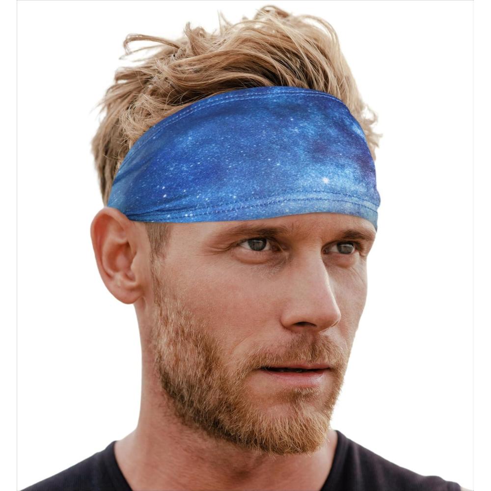 imageTough Headwear Sport Headbands for Men  Workout Headbands for Women  Running Headband Tennis Athletic SweatbandGalaxy