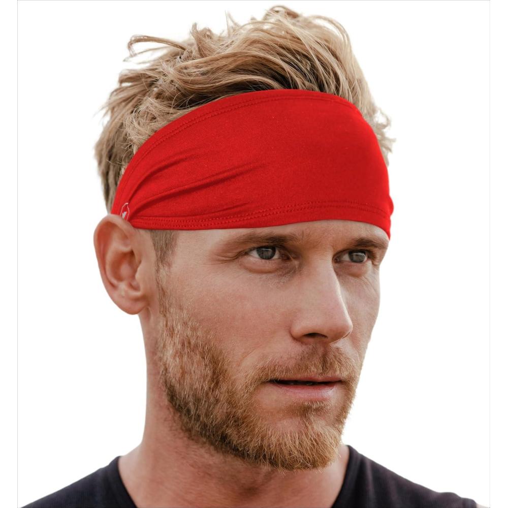 imageTough Headwear Sport Headbands for Men  Workout Headbands for Women  Running Headband Tennis Athletic SweatbandRed