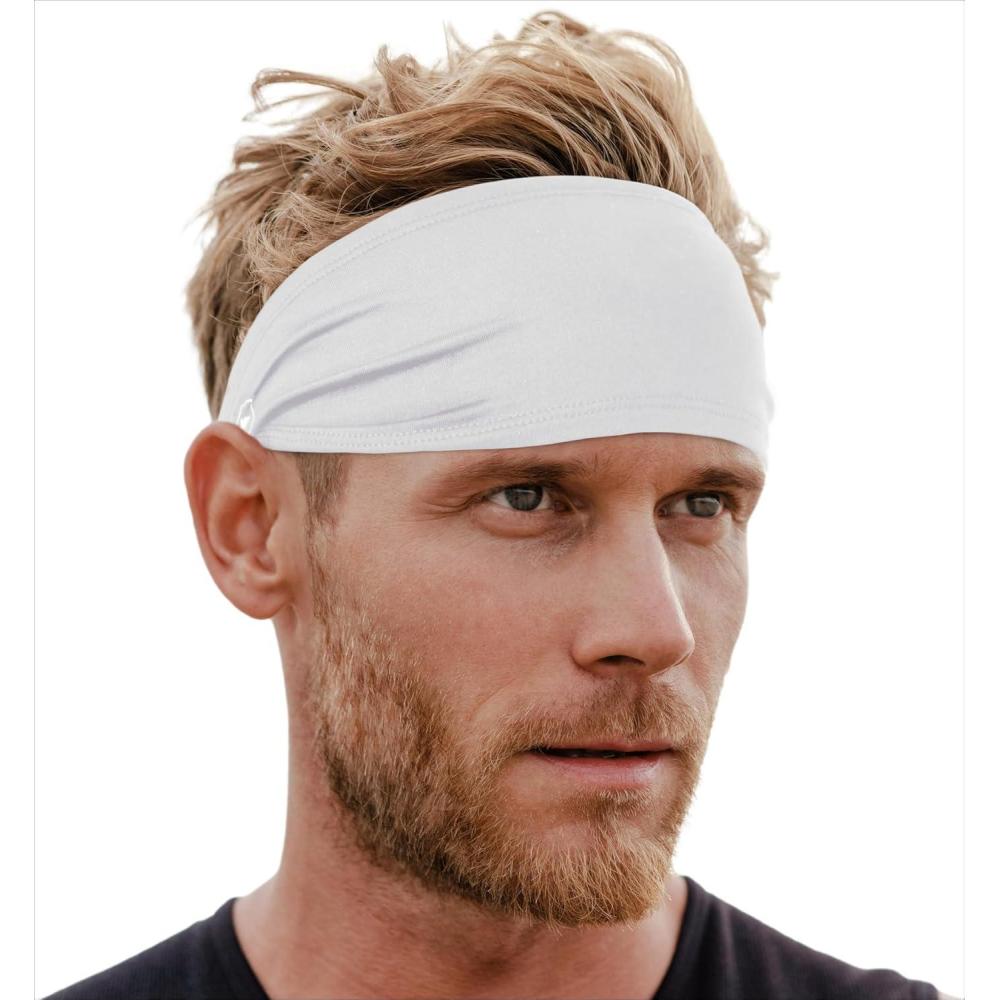 imageTough Headwear Sport Headbands for Men  Workout Headbands for Women  Running Headband Tennis Athletic SweatbandWhite
