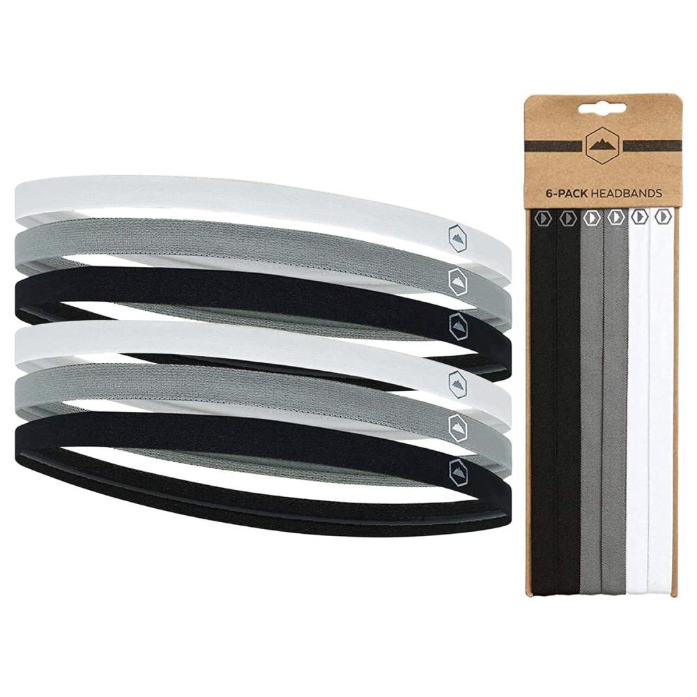 imageTough Headwear Thin Elastic Headbands for Men  Sports Hair Head Band for Women ampamp Men  Non Slip Mens Workout Headband  Running or Soccer Headband  6PackBGW