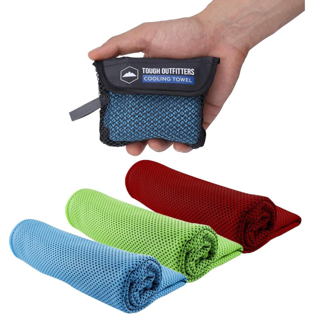 imageTough Outdoors Cooling Towel  Cooling Towels for Neck ampamp Face  Ice Wrap ampamp Sweat Rag for Camping Gym Yoga ampamp Sports  Workout Towel for Gym Sweat  Cool Towels for Extreme HeatLight Blue Green Red