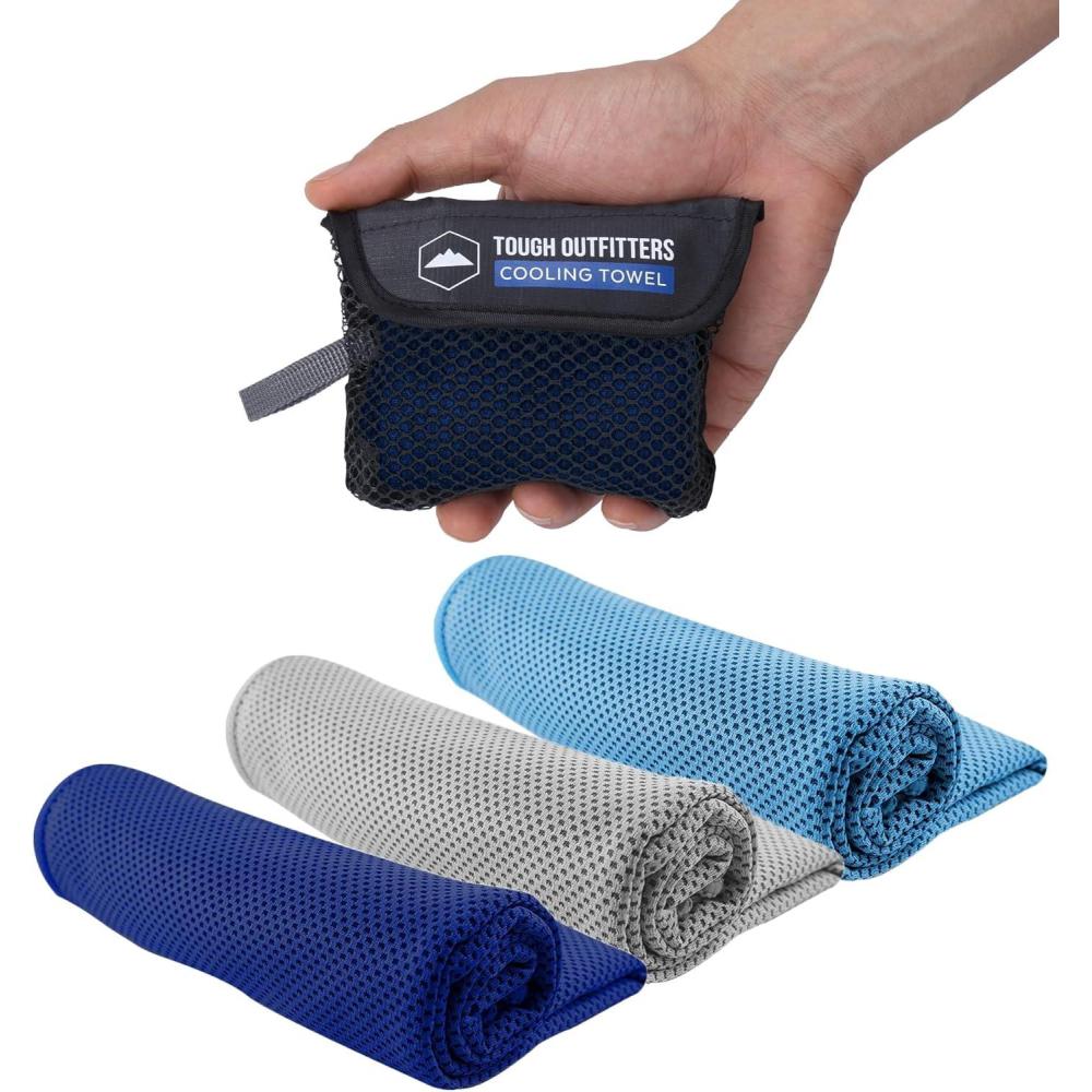 imageTough Outdoors Cooling Towel  Cooling Towels for Neck ampamp Face  Ice Wrap ampamp Sweat Rag for Camping Gym Yoga ampamp Sports  Workout Towel for Gym Sweat  Cool Towels for Extreme HeatRoyal BlueLight GrayLight Blue