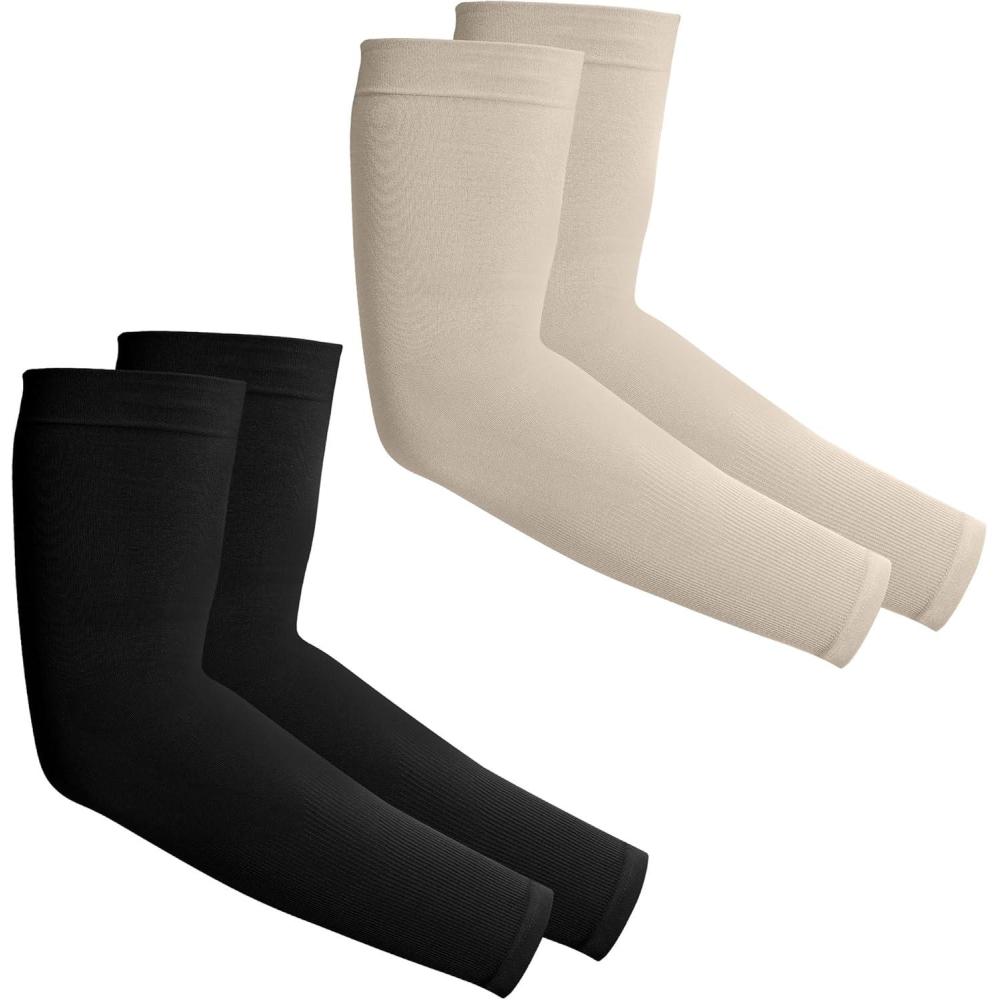 imageTough Outdoors Sun Protection Sleeves  UV Arm Sleeves for Men and Women  Golf Cooling Arm Sleeves  Baseball Sun SleevesBlack  Beige