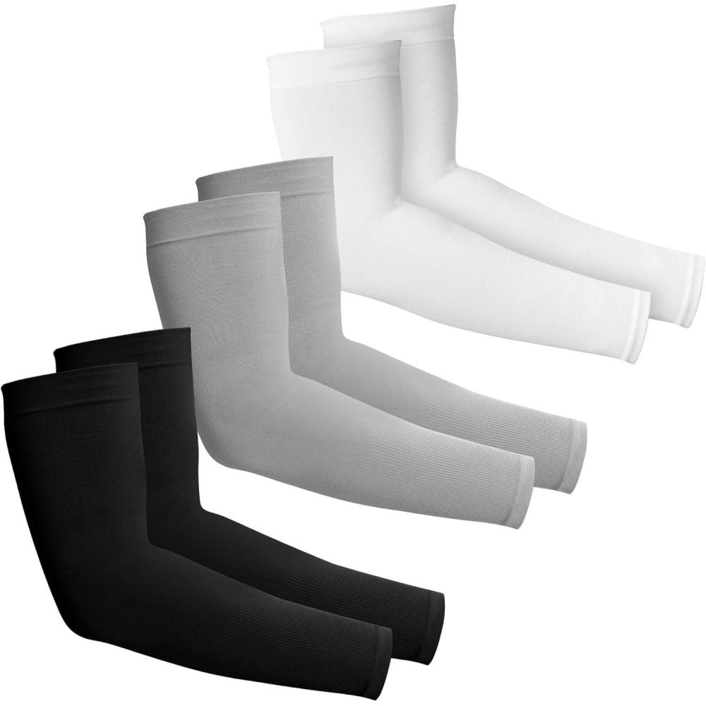 imageTough Outdoors Sun Protection Sleeves  UV Arm Sleeves for Men and Women  Golf Cooling Arm Sleeves  Baseball Sun SleevesBlack  Gray   White