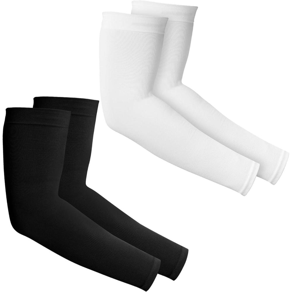 imageTough Outdoors Sun Protection Sleeves  UV Arm Sleeves for Men and Women  Golf Cooling Arm Sleeves  Baseball Sun SleevesBlack  White