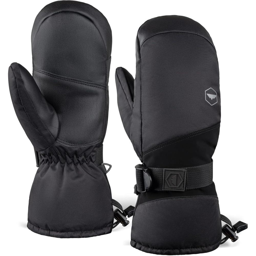 imageTough Outdoors Winter Ski Mittens Men ampamp Women  Adult Snow Mitts for Cold Weather  Waterproof Gloves Snowboarding SkiingM3  Black