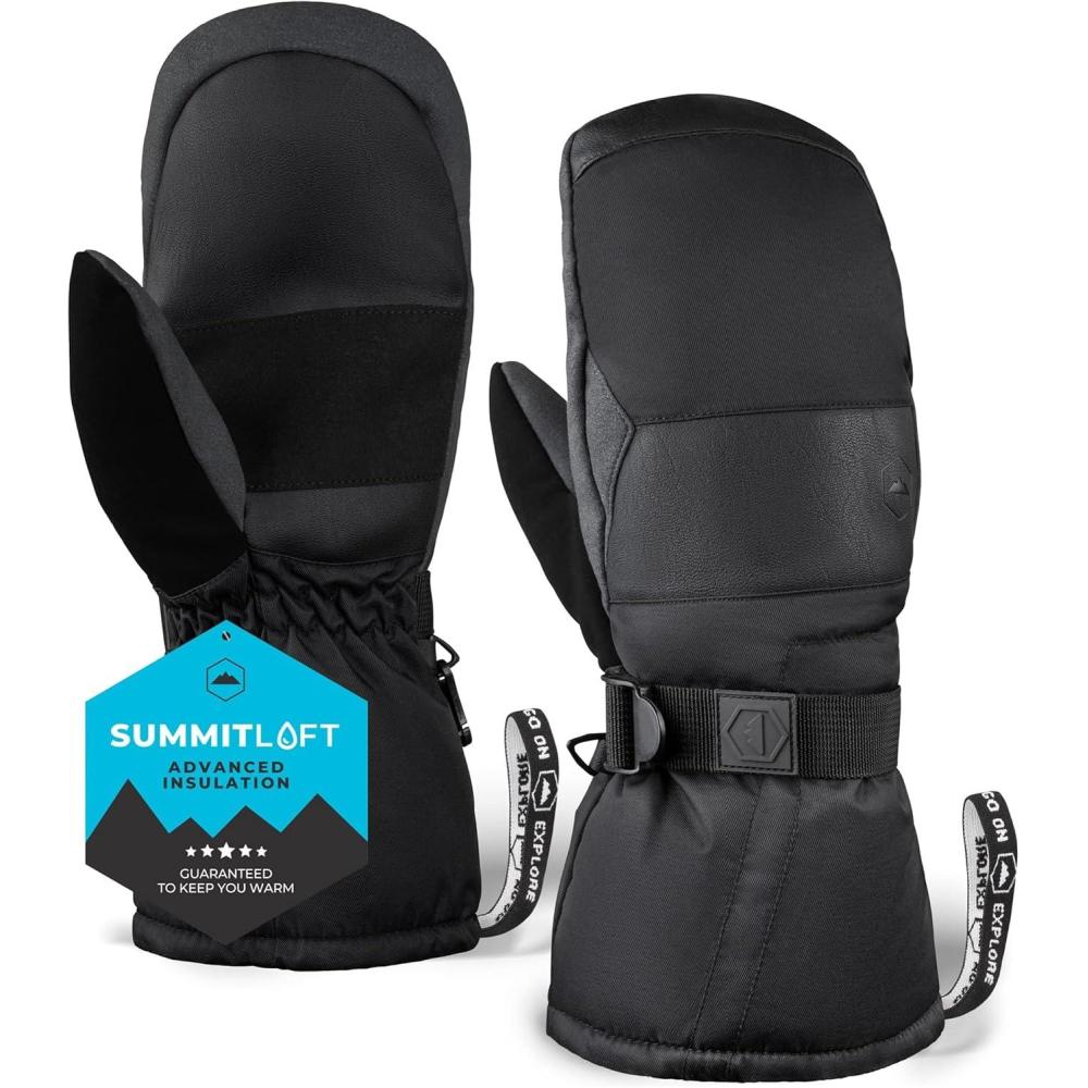 imageTough Outdoors Winter Ski Mittens Men ampamp Women  Adult Snow Mitts for Cold Weather  Waterproof Gloves Snowboarding Skiingblack