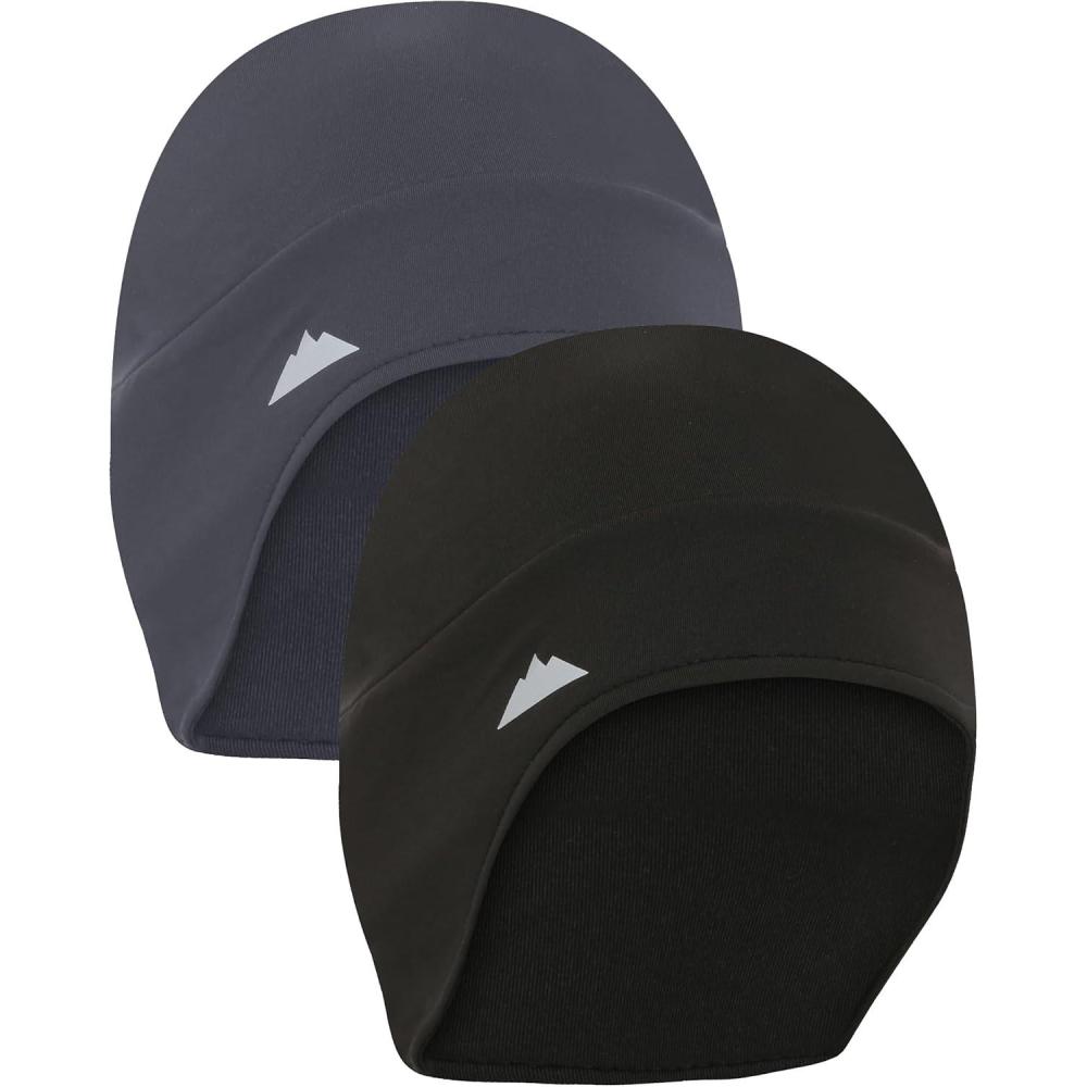 imageTough Outfitters Thermal Helmet Liner  Football Skull Cap for Men  Winter Running Beanie Under Helmet Cap ampamp Cycling CapsBlack  Grey 2 Pack