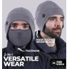 imageTough Headwear Skull Cap with Mask Men Winter Running Gear Motorcycle Winter Gear Helmet Liners Ski Hat Thermal BeanieGrey
