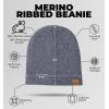 imageWinter Beanie Knit Hat for Men ampamp Women  Merino Wool Ribbed Cap  Warm ampamp Soft Stylish Toboggan Skull Caps for Cold WeatherRibbed  Dark Gray