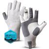 imageTough Outdoors UV Fishing Gloves  Fingerless Kayaking ampamp Sailing  UPF 50 Sun ProtectionWhite and Gray Camo