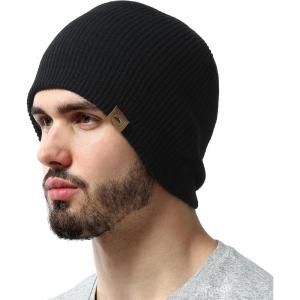 imageBeanie for Men  Warm Winter Hats for Men Knit Hat for Cold Weather Soft Ribbed Beanie Cap ampamp Lightweight Toboggan HatsBlack