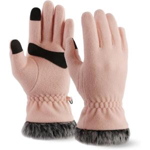 imageFleece Gloves with Touchscreen  Warm Mens ampamp Womens Winter Gloves  Thermal Fleece Lined Gloves Cold Weather for RunningPink