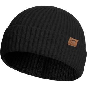 imageTough Headwear Daily Knit Beanie  Beanies Hats for Men  Winter Hats for Men ampamp Women  Warm Knitted Hats for Cold WeatherFishermans  Black