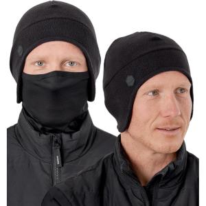 imageTough Headwear Skull Cap with Mask Men Winter Running Gear Motorcycle Winter Gear Helmet Liners Ski Hat Thermal Beanie2in1 Helmet Liner With Face Mask